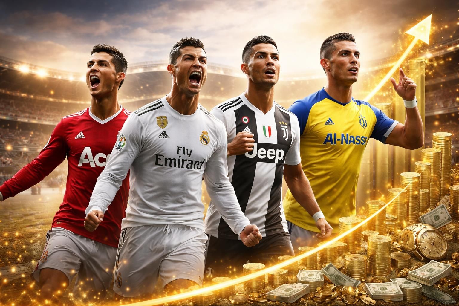 découvrez l'évolution impressionnante du salaire de cristiano ronaldo au cours de sa carrière exceptionnelle, de ses débuts à ses contrats les plus lucratifs.