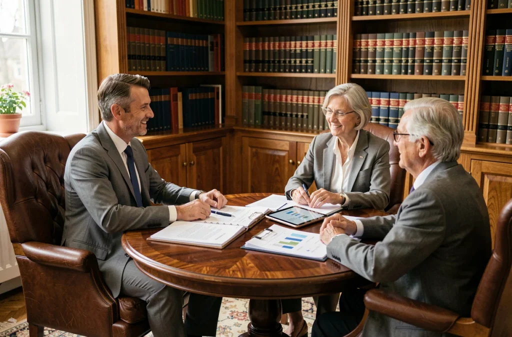 Conseiller Breizh Gestion Patrimoine en consultation juridique et patrimoniale avec un couple breton