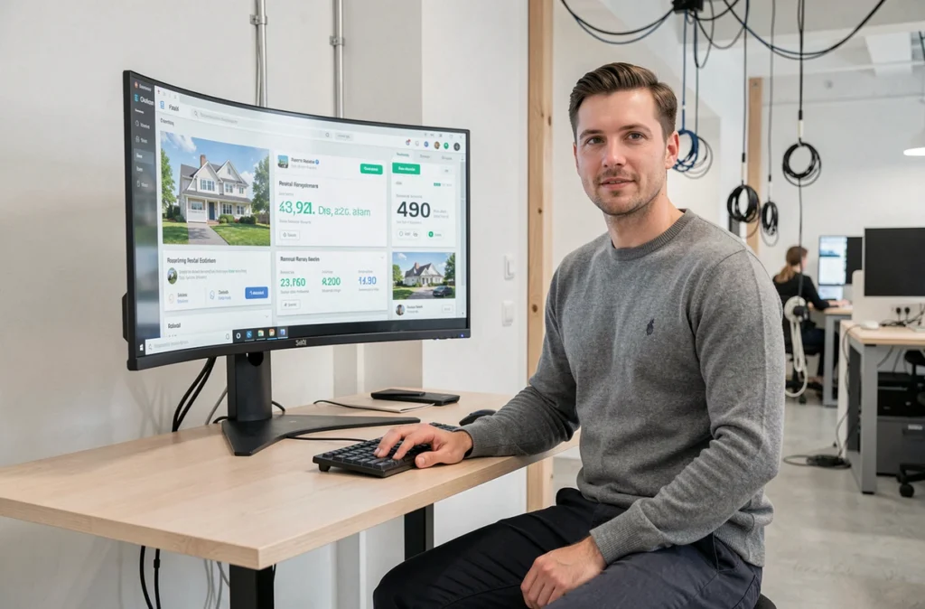 Conseiller Linxea Immobilier travaillant sur une plateforme numérique d'investissement locatif